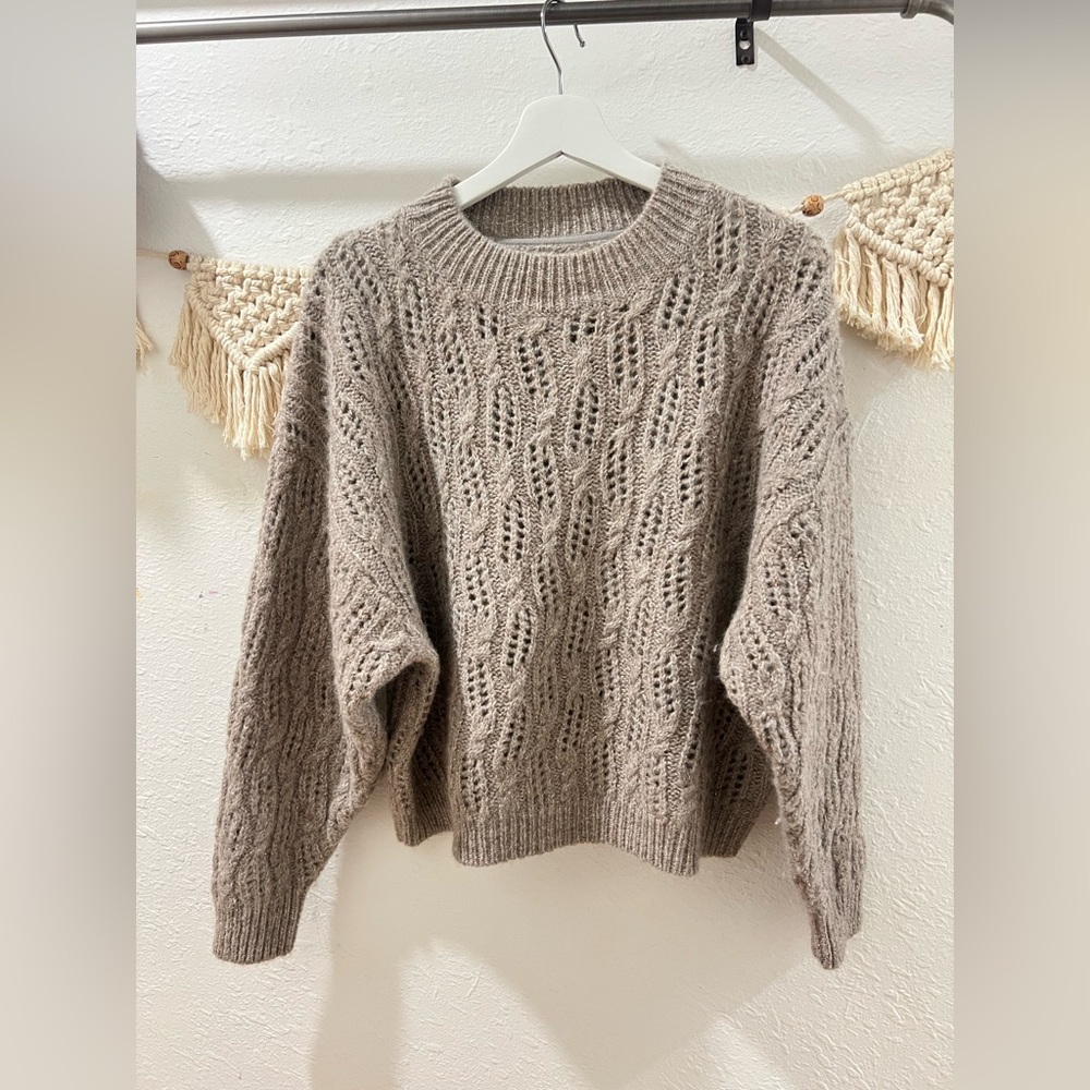 Brochu Walker Taupe Cable Knit Sweater